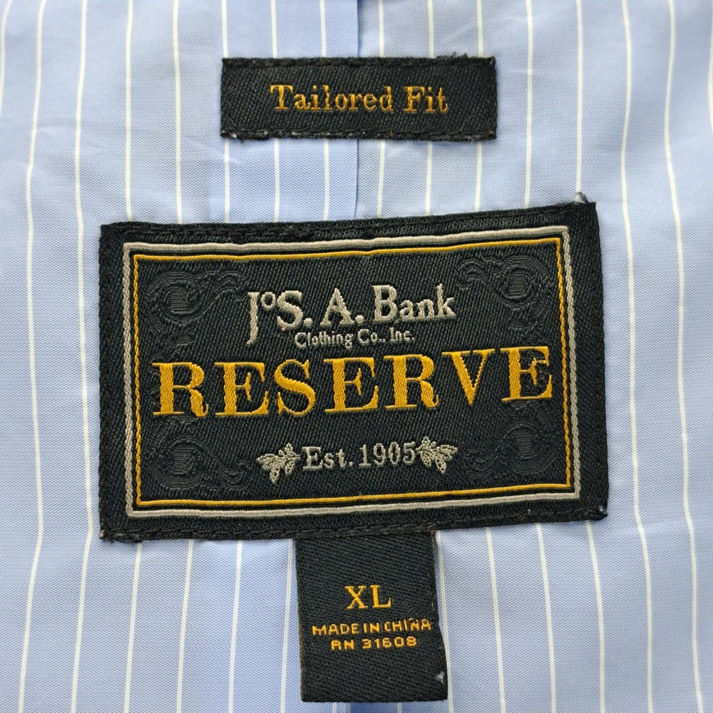 JOS A Bank RESERVE Blazer Jacket Men XL Blue Linen Blend Tailored Fit 44R - Picture 6 of 8